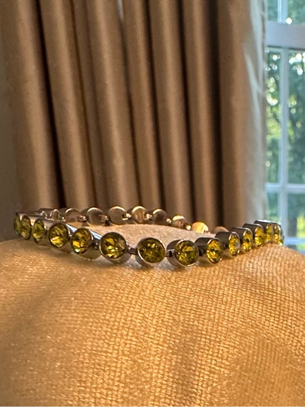 Touchstone Crystal Lime Green Crystal Tennis Bracelet - Sparkling Gems 💚💛🩶 - Picture 7 of 7